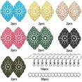 thumbnail image 2 of DIY 7 Pairs Hollow Leather Earrings Making Kit Leather Links Pendants & Jump Rings & Brass Earring Hooks for Earring Jewelry Making DIY Craft Accessory, 2 of 7