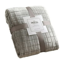 Hiroekza Plaid Solid Color Flannel Throw Blanket 150x100cm - Soft Warm Anti-pilling Polyester, All-Season Comfort for Couch, Bed, Car Gray