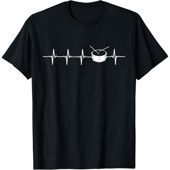 Drums Heartbeat Pulse Marching Band Drumline Snare T-Shirt men and women can wear,black,white,creative gift