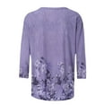 thumbnail image 6 of Viluyesy 3/4 Sleeves T-Shirt Women Round Neck Shirt Tops Relaxed Button Loose Blouse Purple Size XL, 6 of 7