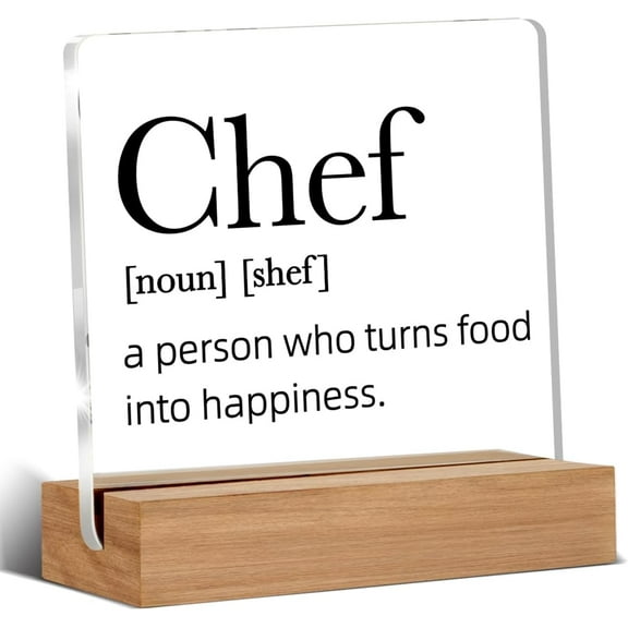 Chef Gifts for Men Women, Chef Definition Gift, Gifts for Chefs, Home Kitchen Decor, Desk Decor Acrylic Sign, 4 x 4 Inches