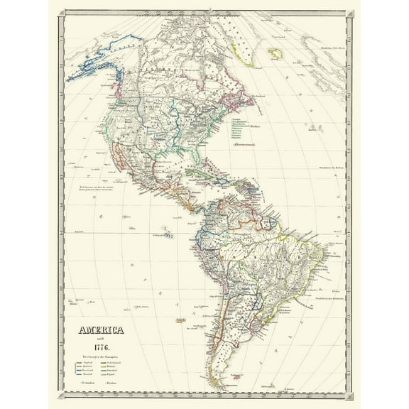 Historic Map - America - Spruner 1776 - 23 x 30.14 - Vintage Wall Art