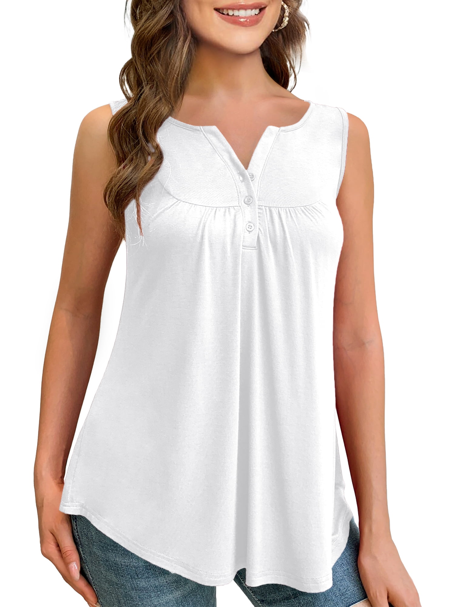 a.Jesdani Womens Plus Size Tunic Tank Tops Sleeveless Casual Blouses m ...