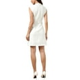 thumbnail image 3 of INSPIRE CHIC Women's Tweed Dress Mock Neck Sleeveless Work Sheath Dress XS White, 3 of 6