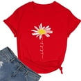 Custom T Shirts,Women's Daisy Print Round Neck Pullover Loose Fit T