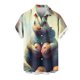 thumbnail image 2 of Blusa y camisa de manga corta con cuello vuelto para hombre, blusa informal de moda con cuello vuelto, blusa estampada de manga corta con botones, blusa de poliéster para hombre, 2 of 5