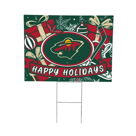 Minnesota Wild 24 x 18 Happy Holidays Christmas Outdoor Staked Yard Sign