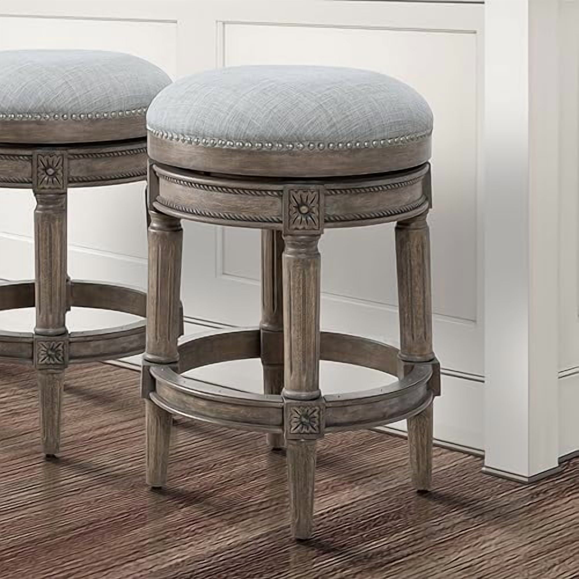 Chapman 26"H Counter-Height Backless Swivel Bar Stool, Weathered Gray