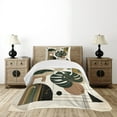 thumbnail image 4 of Ambesonne Modern Quilted Bedspread Set 2 Pcs, Monstera Leaf Mid Century, Twin Size, Beige Dark Green Caramel, 4 of 4