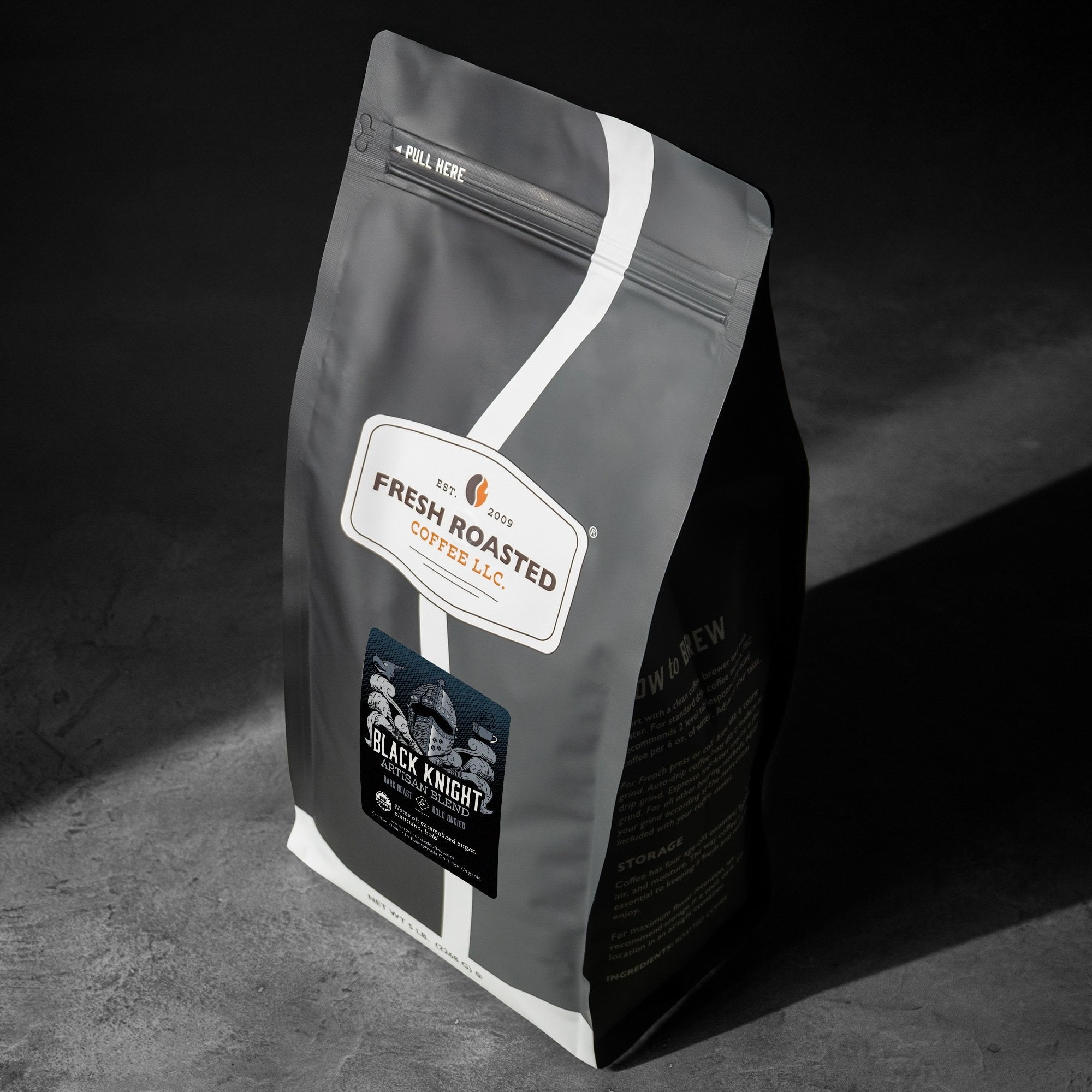 Fresh Roasted Coffee, Organic Black Knight Blend Coffee, Dark Roast, Whole Bean, 80 oz 5 lbs