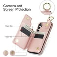 thumbnail image 6 of JTCASES for Samsung Galaxy S22 Case, PU Leather Lychee Pattern Zipper Purse Finger Ring Buckle Card Slots Stand Shell for Samsung Galaxy S22 Wear-resistant Shockproof Wallet Cover, Rosegold, 6 of 8