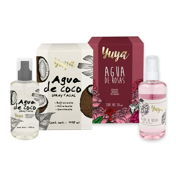 Set Yuya Agua de Coco hidratante Enriquecido con Aloe Vera y Ginseng 110 ml Agua de rosas piel luminosa 110 ml