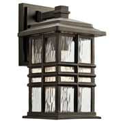 Kichler Beacon Square 12" 1 Light Olde Bronze Outdoor Wall Sconce with Clear Hammered Glass