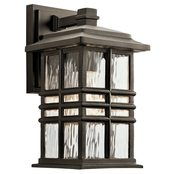 Kichler Beacon Square 12" 1 Light Olde Bronze Outdoor Wall Sconce with Clear Hammered Glass