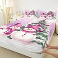 thumbnail image 3 of Manfei Kawaii Pink Snowman Queen Sheet Sets for Kids, Merry Christmas Flat Sheet, Cartoon Dots Xmas Tree Queen Fitted Sheet, Super Cozy Room Decor, 4-Piece, 3 of 7