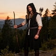 thumbnail image 5 of ZToonmas Men Medieval Sleeveless Hooded Tunic Long Open Front Vest Renaissance Halloween Role Play Cloths, 5 of 8