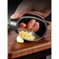 thumbnail image 1 of 1pc Manual Stainless Steel Vintage Garlic Press,Daily Solid Household Scale Black Ring Minimalist Garlic Masher Tool For Kitchen, 1 of 5