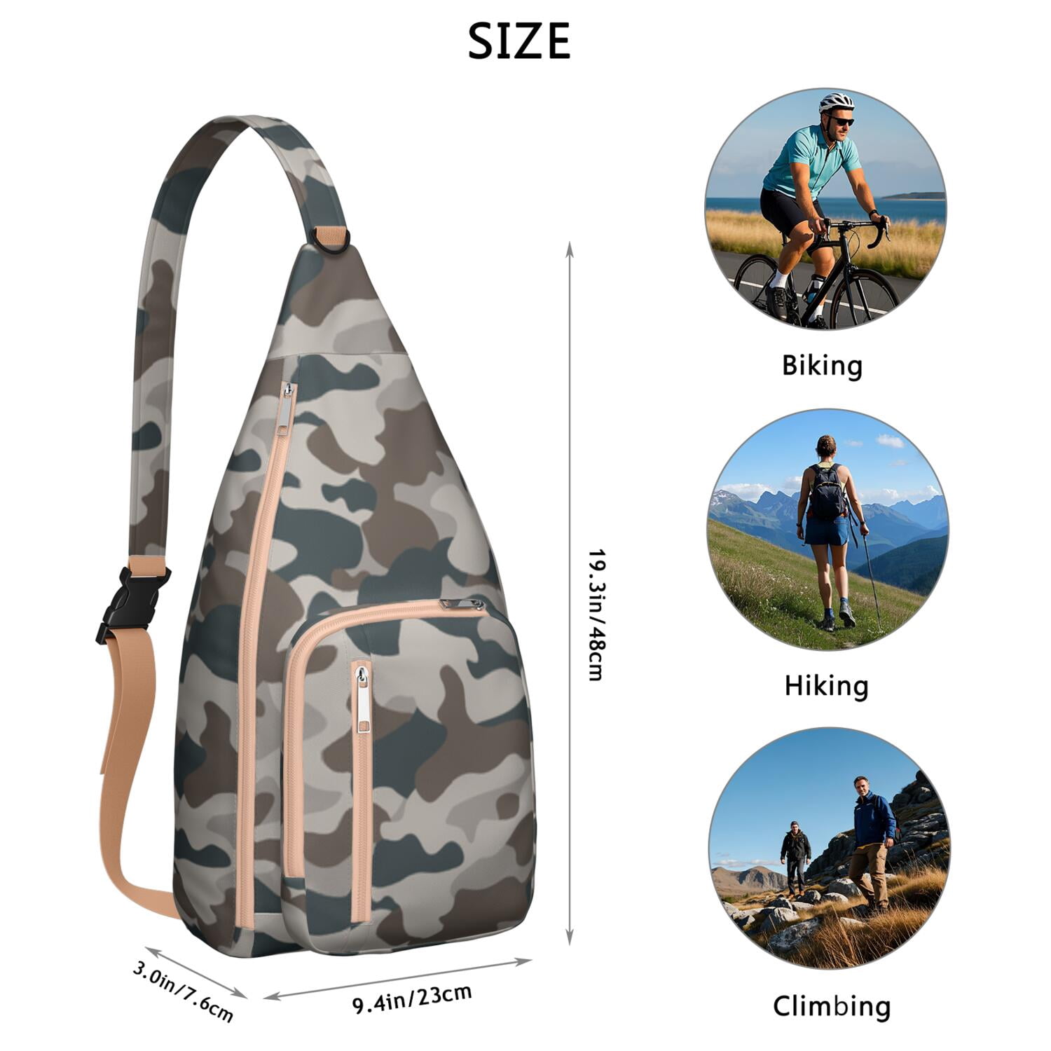 Tactical Camo Chest Bag - Military-Grade Hunting Camouflage Sling Pack, Durable Water-resistant Fanny Pack for Army & Outdoor Use (Woodland/Desert/Jungle Patterns)"