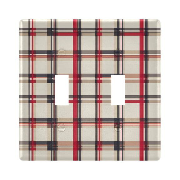 Yayeee Toggle Light Switch Wall Plate 2-Gang 4.56"x4.48" Decorative Outlet Cover, Red Tartan