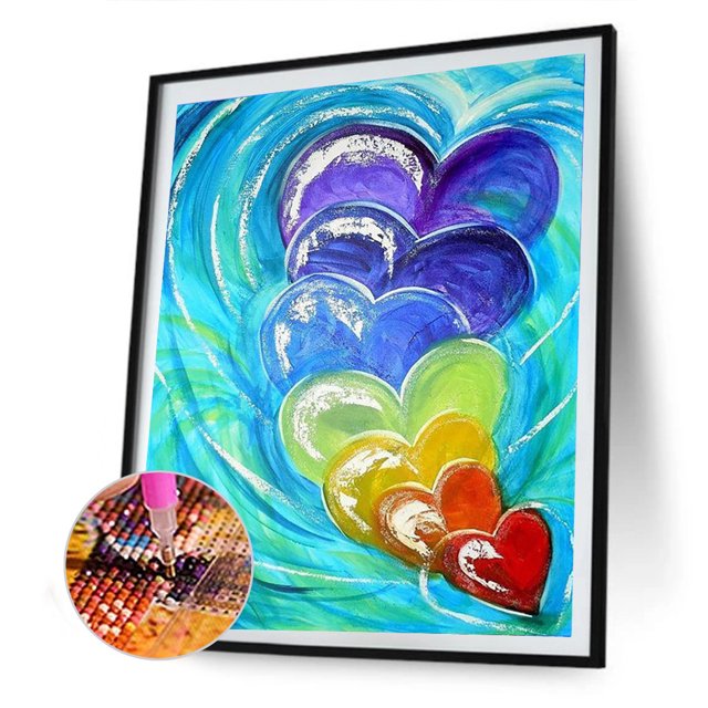 Cuadros Decorativos Serie de pintura de diamantes abstractos 5D patrón de mosaico de Wdftyju corazón de amor de diamante redondo completo decoración del hogar artesanía de arte artesanal hecha