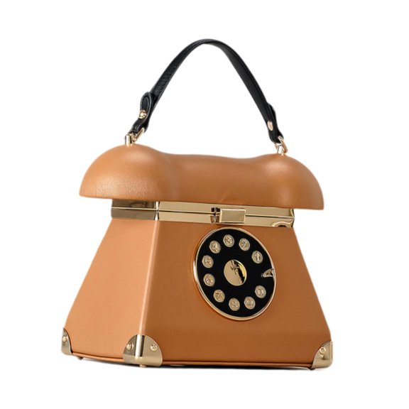 EHJRE Dial Telephone Crossbody Bag Shoulder Bag Phone Bag Retro Trendy Purse Brown