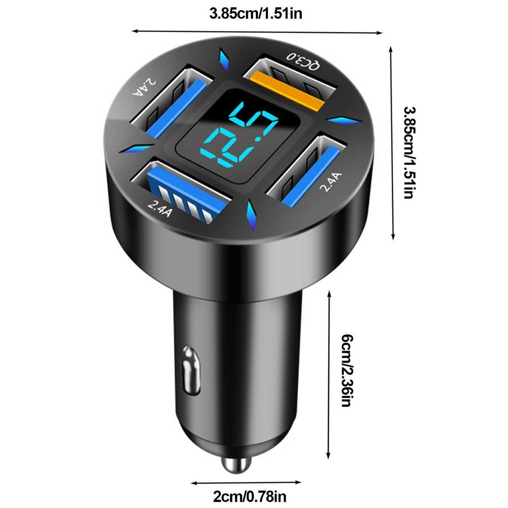 Tohuu USB Quick Car Charger QC3.0 Adapter 66W USB C Car Charger Fast  Charging PDQC Car Charger 4-Ports Charger Adapter LED Digital Display  Real-time Monitoring Of Battery Voltage Keep Track Of helpful