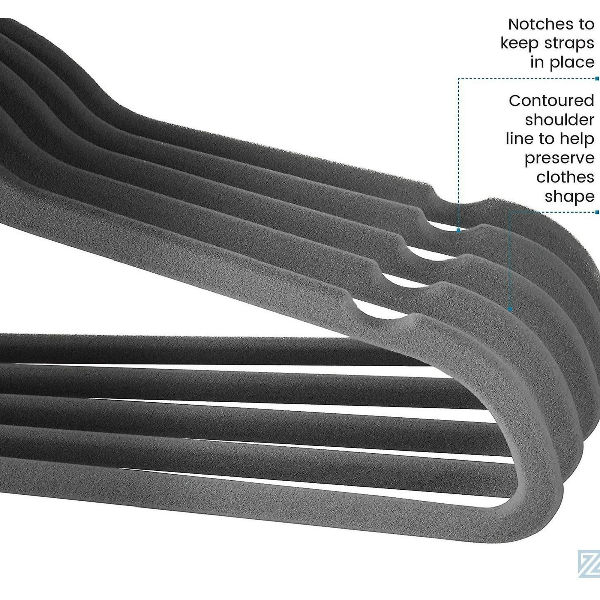 ManGotree Cintres En Velours Avec Pinces, Cintres Antidérapants En Feutre Pour Pantalons, 42,7 Cm Cintres Peu Encombrants Pour Chemises, Pantalons, Robes, Jupes, Manteaux (Lot De 32, Noir