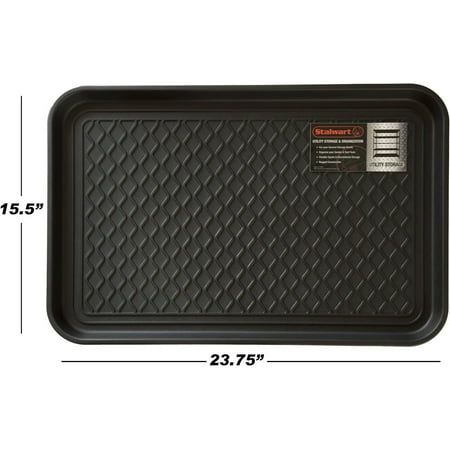 Stalwart All-Weather Indoor/Outdoor Boot Tray with Raised Edge (Black)