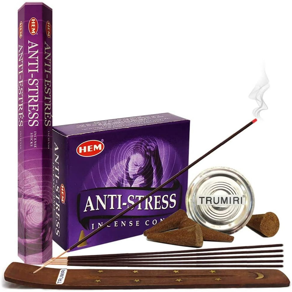 Anti Stress Incense sticks and cone incense holder variety pack bundle