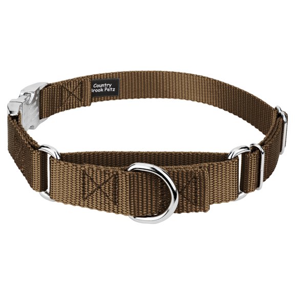 Country Brook Petz® Coyote Tan Heavyduty Nylon Martingale with Premium Buckle, Large