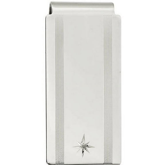 Primal Rhodium-plated Kelly Waters Star .001ct Diamond Hinged Money Clip