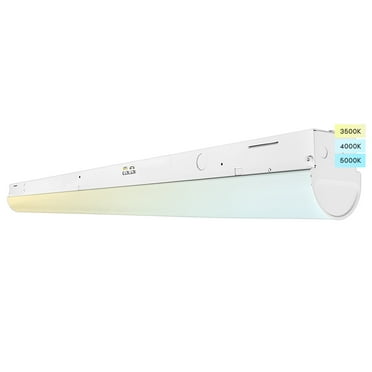 Luxrite 4FT LED Strip Light Fixture, 34W/38W/45W, Up to 5940 Lumens, 3 Color Selectable 3500K-5000K, Dimmable, Damp Rated, UL Listed