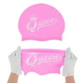 thumbnail image 5 of Unique Bargains 1 Pc Waterproof Crown Swim Cap Pink, 5 of 6