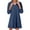 Navy, variant on Denim Dress for Women Puff 3/4 Sleeve Mini Dresses V Neck Lapel Collar Babydoll Dress Summer Casual Cute Jean Dresses Blue 3XL
