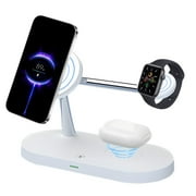 5-in-1 Double Coil Wireless Charger For Mobile Phone 15w Fast Charging For Watch Earphones
