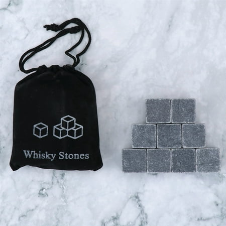 

Noarlalf Ice Cube Tray Stones Gift Set of 9 Unique Chilling Stones with Velvet Pouch-Reusable Kitchen Appliances 15*10*5