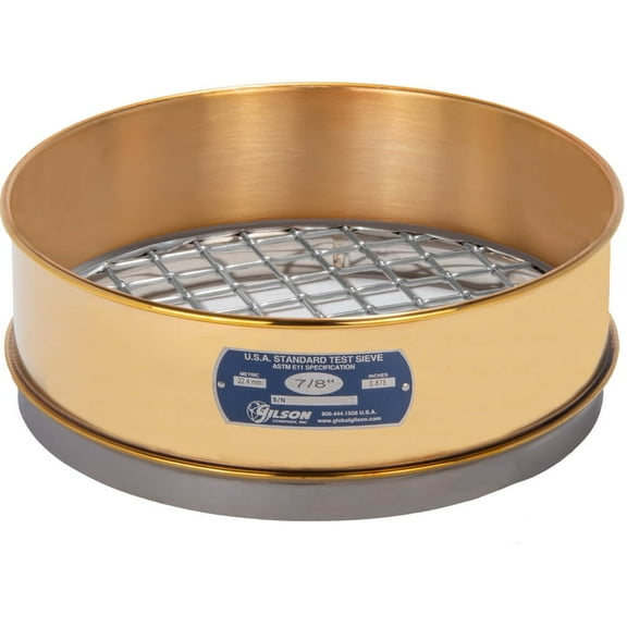 12in Sieve, Brass/Stainless, Full-Height, 7/8in