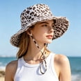 thumbnail image 2 of Unir Outdoor Hiking Leopard Print Bucket Hat for Women, Wide Brim with Windproof Chin Strap, UV Protection Sun Hat, 1 Piece, One Size, 2 of 5