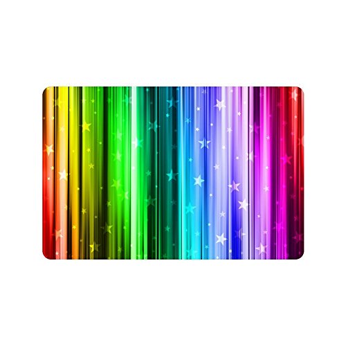 RYLABLUE Colored striped background with stardust Non-Slip Machine Washable Bathroom Indoor/Outdoor Doormat 23.6x15.7 inches
