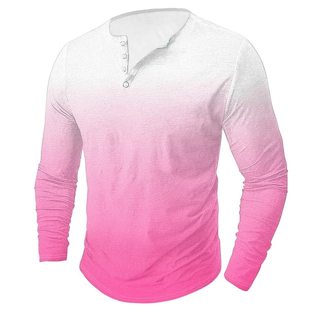 AherBiu Plus Size Mens Long Sleeve Shirts Stretch Athletic Button Shirt Lightweight Comfy Fall Gradient Sports Shirts