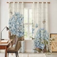 thumbnail image 5 of Kitchen Curtains 84 Inch Length 2 Panels, Blue Hydrangea Grommets Window Treatment Curtain, Spring Floral Leaves Butterfly Vintage Beige Thermal Curtains Drapes for Living Room/Bathroom, 5 of 9
