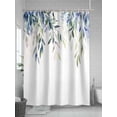 thumbnail image 5 of Fsddascl Blue Green Leaves Shower Curtain Set - Small 36" x 72" Washable Bathtub Curtain with 12 Hooks, Watercolor Spring Botanical Branches Waterproof Fabric Stall Shower Curtains for Bathroom, 5 of 6