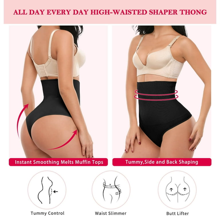 Montelle Women's Plus Size Thong Shapewear Firm Tummy Control High Waist  Body Shaper Thong