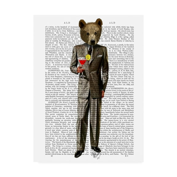 Trademark Fine Art 'Bear With Cocktail Suit' Canvas Art by Fab Funky