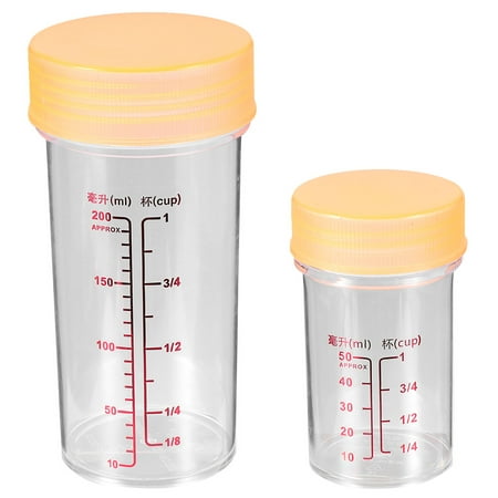 

2 Pcs/1 Set Measuring Cups Set Transparent Sacle Measuring Cups Plastic Beakers with Leak Proof Lids for Laboratory Use (Orange)