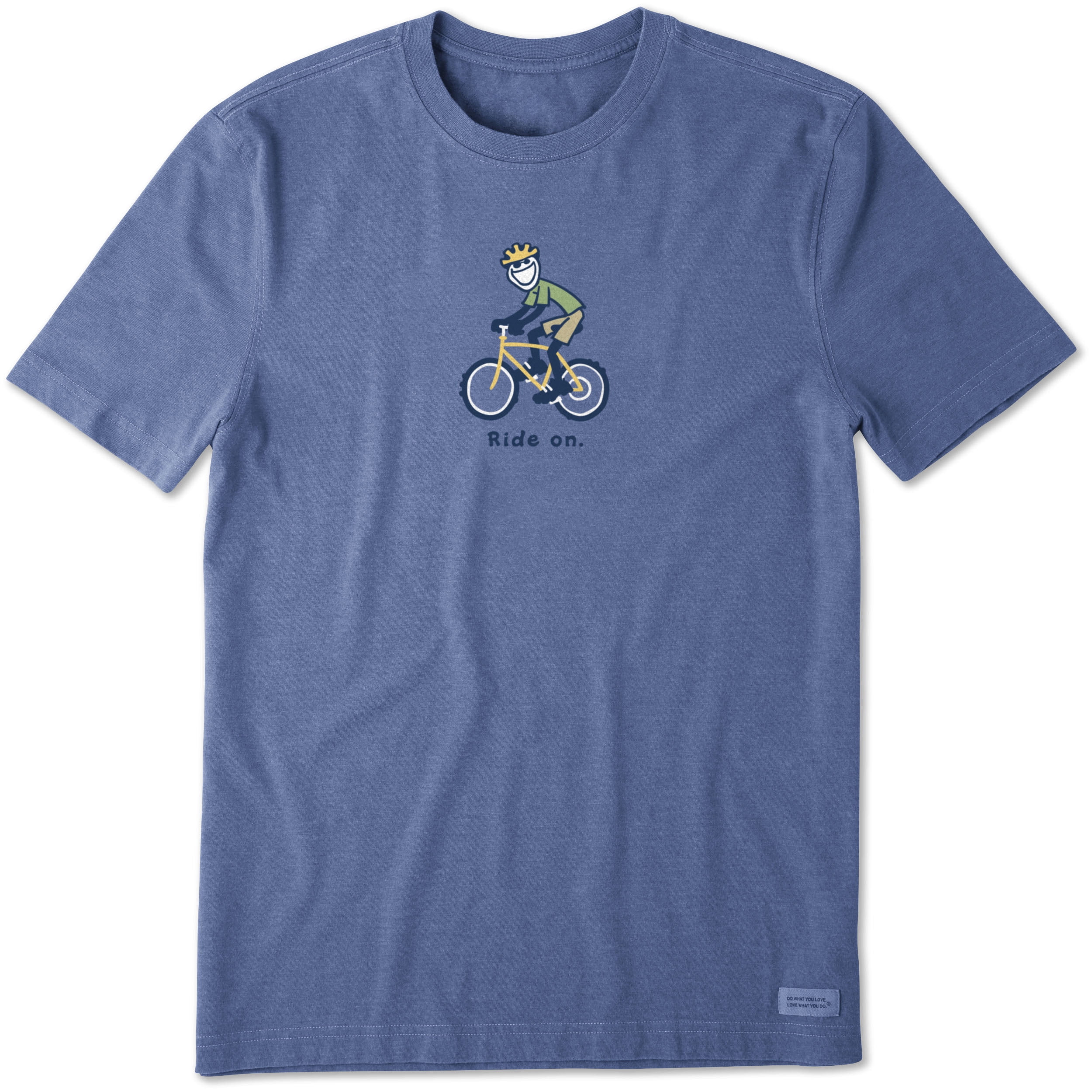 Life is Good. Mens Vintage Crusher Tee: Bike Jake , HEATHER VINTAGE 
