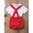 thumbnail image 5 of 2Pcs Infant Baby Boy Gentleman Formal Suit Bow Tie Button Short Sleeve Shirt Romper Suspender Pants Shorts Overalls Outfit Set, 5 of 8