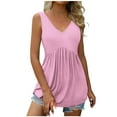 thumbnail image 2 of Spring Tops for Women Tank Tops for Women Fashion Summer V-Neck Sleeveless Solid Casual Tank Top Blouse Womens Clothes under $8, 2 of 9