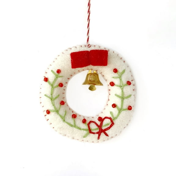 Wreath Ornament - Felt Wool Fair Trade Handmade Christmas Nepal