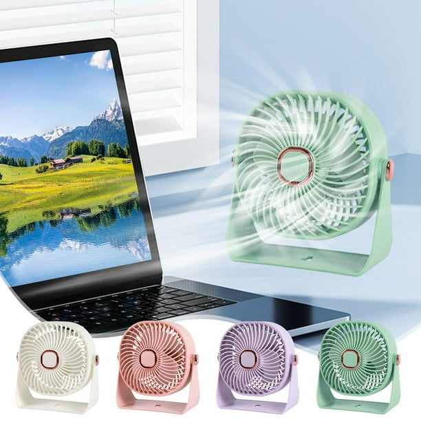 Ventilador de escritorio USB con pantalla digital - Mini ventilador de 3 velocidades, montable en la pared, ventilador portátil para escritorio de oficina en casa, blanco de 5,12"